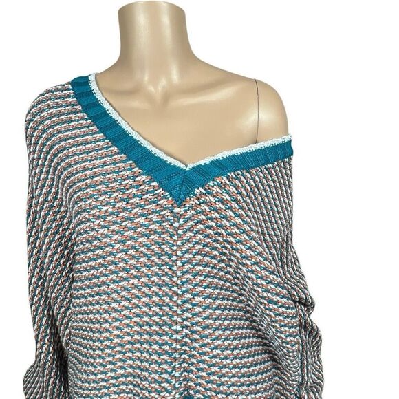 NWT Ramy Brook Larson Metallic Knit V-Neck Sweater Multicolor Size M - Picture 6 of 16